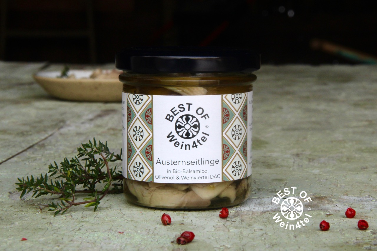 Best Of Weinviertel-Manufaktur: Austernseitlinge eingelegt in Weinviertel DAC, Bio Balsamico und Olivenöl nativ